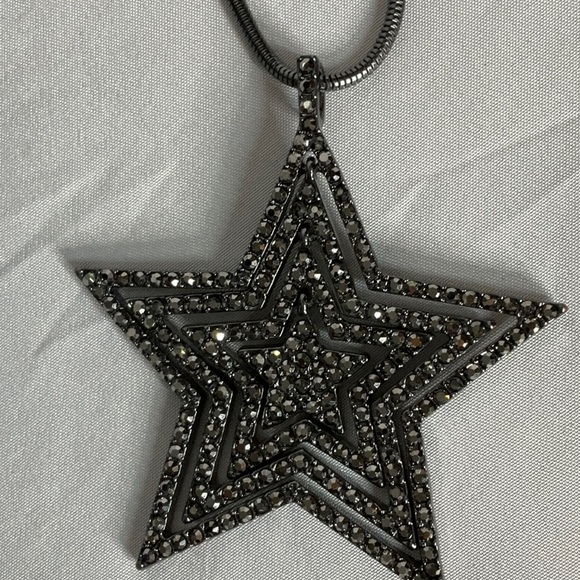 INC International Concepts Black and Silver Star Pendant Necklace - Picture 6 of 8